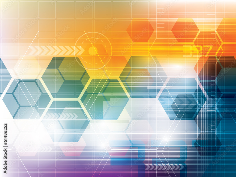 Poster abstract technology background with hexagons