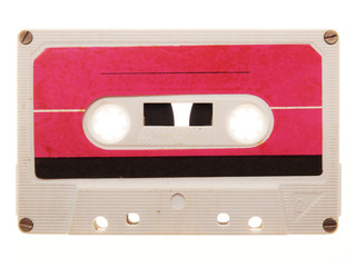 old, pink, retro music audio tape