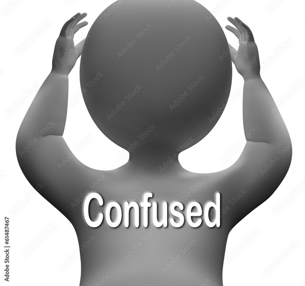 Poster confused character means bewildered puzzled or perplexed