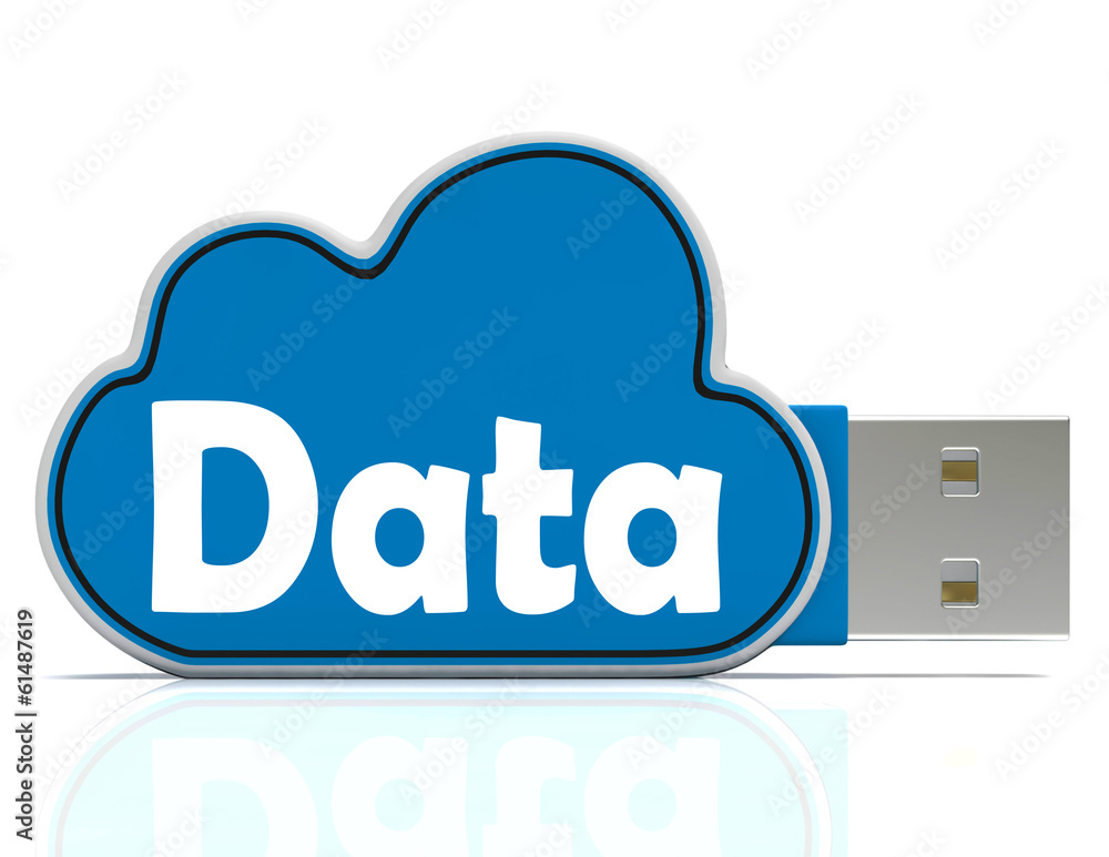 Poster data memory stick shows backing up to cloud storage