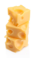 Pieces of cheese, isolated on white