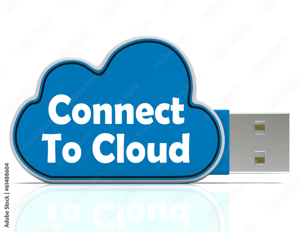 Poster connect to cloud memory stick means online file storage