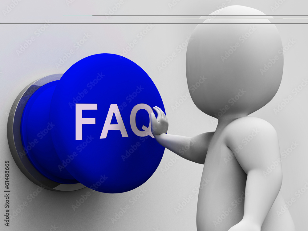 Aufkleber faq button shows website questions and assistance