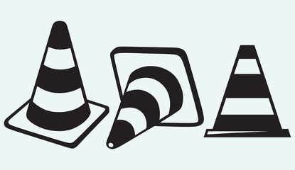 Traffic cones isolated on blue background