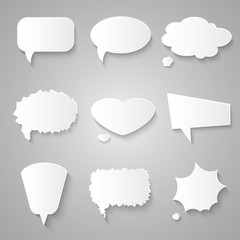 Set of paper speech bubbles with shadows