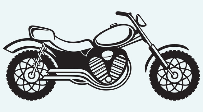 Classic motorcycle isolated on blue background