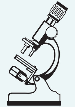 recommend clip art: Microscope isolated on blue background