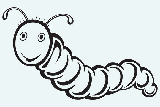 Caterpillar cartoon isolated on blue background