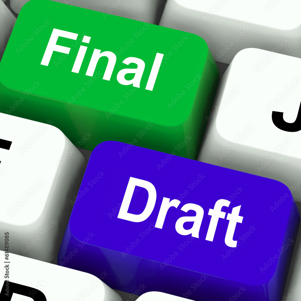 Poster final draft keys show editing and rewriting document