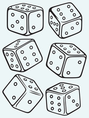 Set dices isolated on blue batskground