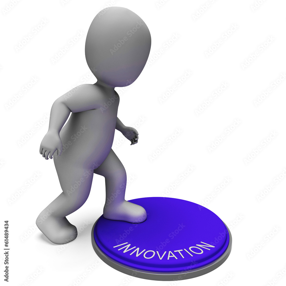 Poster innovation button means creation development or invention