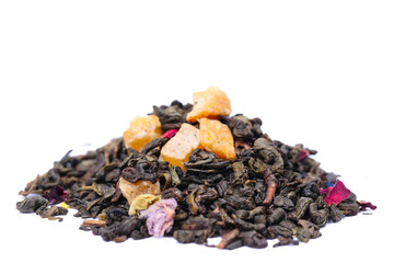 green tea with fruits and blossom