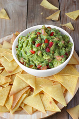 Mexican food - nachos chips and guacamole