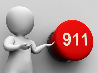 911 Button Shows Emergency Number And Services