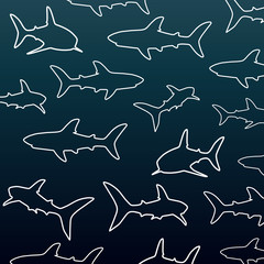 Sharks silhouettes_vector