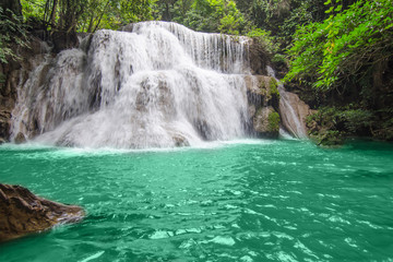 Fototapeta premium Deep forest Waterfall in Kanchanaburi