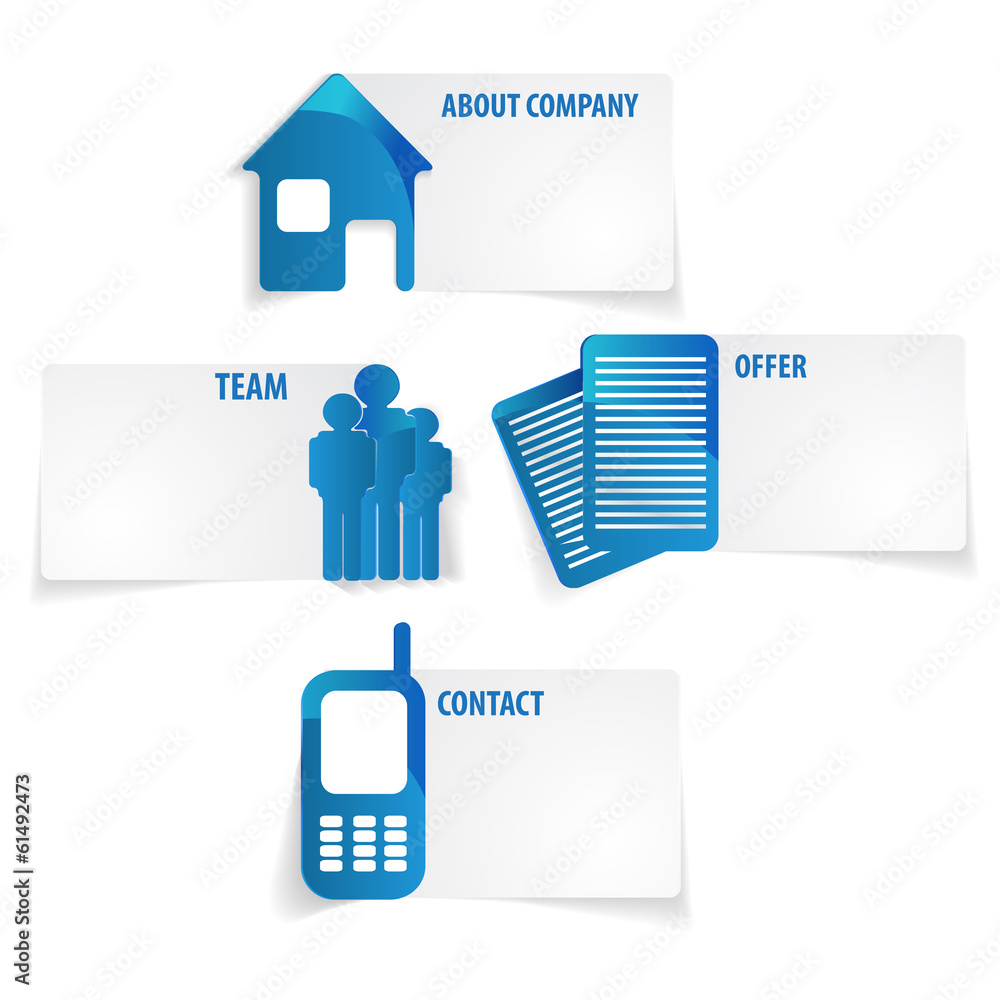 Poster vector abstract company infographic labels with blue symbols