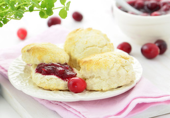 Scones with homemade cranberry jam