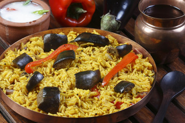 Eggplant Biryani – An Indian food made of rice and eggplant 