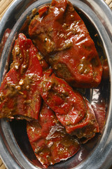 Stuffed Red Chilli Pickle is from North India's Uttar Pradesh