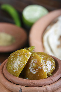 Plain lemon pickle - An Indian Pickle made of lime or Nimbu