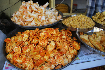 View of indian snacks on the streets of jodhpur.