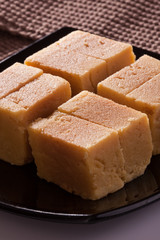 Mysore Pak- Sweet dish made from lentil flour.