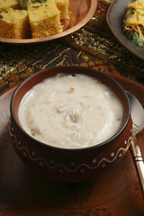 Shrikhand is an Indian sweet dish made of strained yogurt