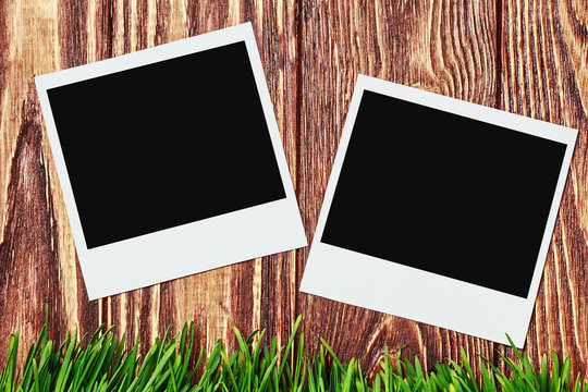 photo frames on the background of grass