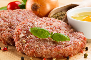 Raw minced pork chops meat