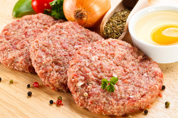 Raw minced pork chops meat