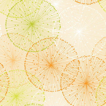 Orange Seamless Pattern With Dandelions