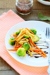 curry roasted vegetables on a white plate