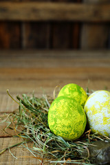 Easter eggs in rustic