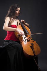 Young Woman Playing Violoncello