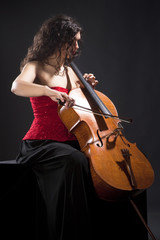 Young Woman Playing Violoncello
