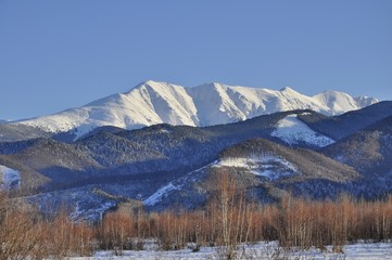 Winter calm mountain landscape with snow covered