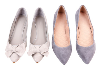 Beautiful grey female shoes, isolated on white