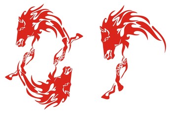 Horse frame and a red flaming horse