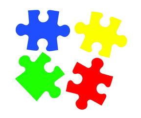 Colorful puzzles closeup isolated on white