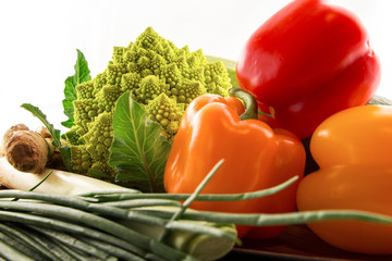 Fresh colorful vegetables set on table isolated
