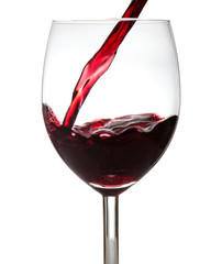 pouring red wine isolated