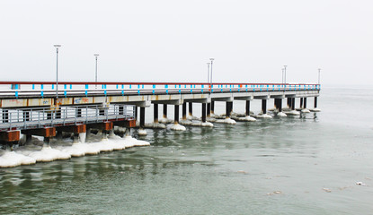Fototapeta na wymiar Palanga bridge in winter