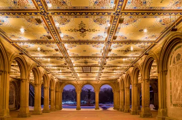 Wall murals Central Park renovated Bethesda Arcade and Fountain in Central Park, New York