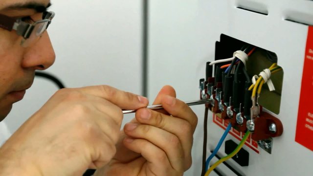 Electrician wiring appliance