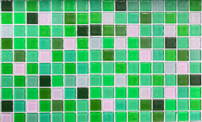 Green glass tiles as background