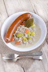 pearl barley soup with smoked sausage