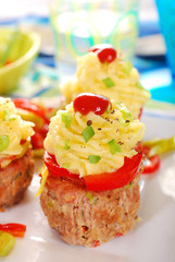 cupcakes made from minced meat and potato puree for dinner