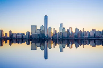 Foto auf Acrylglas Skyline von Manhattan mit dem One World Trade Center-Gebäude um zwei © f11photo