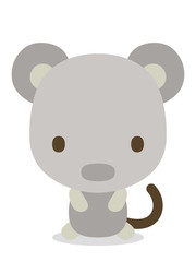 十二支　二頭身正面イラスト　ねずみ